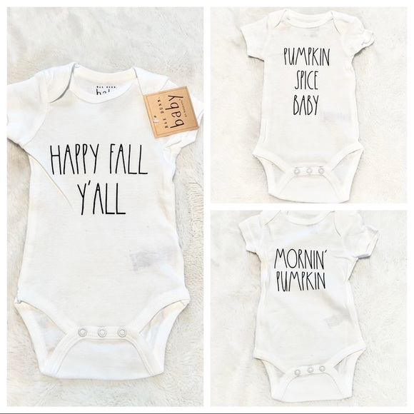 🆕Rae Dunn 3pk HAPPY FALL YA’LL Bodysuits - Picture 1 of 4